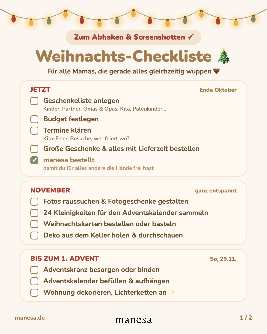 Weihnachts-Checkliste für Mamas